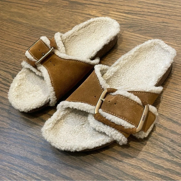 BA&SH Clory Flat Faux Fur Mules - Picture 2 of 9